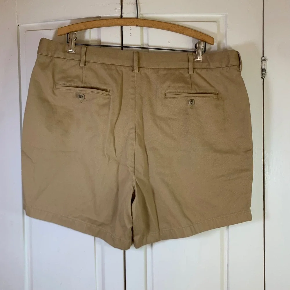 Lands End Mens 40 Traditional Fit Chino Shorts Khaki Tan 100% Cotton 300888